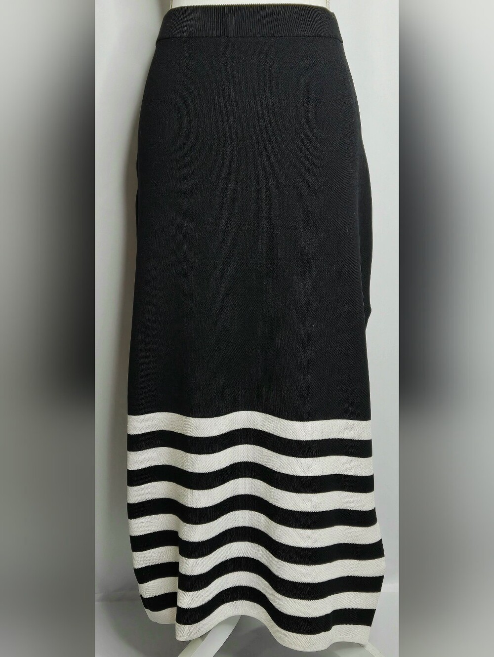 Edited by Remi Bader Nautical Striped Knit Midi Skirt Black White NWT Size L